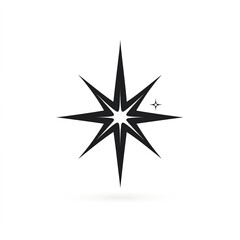 Obraz premium Shine icon and clean star icon, isolated on a white background. Featuring a sleek, minimalist design, this modern icon represents brilliance and radiance, perfect for decorative, achievement, 