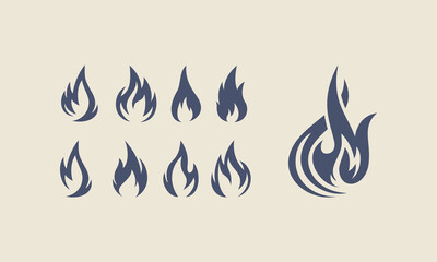 Fire flames, set vector icons Fire and flames outline icon set. Contour bonfire, linear flaming elements. Hand drawn monochrome different fire flame vector illustration. vector fire flame set isolated