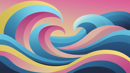 Abstract Flat-Style Illustration of Soothing Pastel Waves