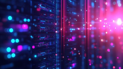 Futuristic Servers with Crypto Elements and Digital Glow