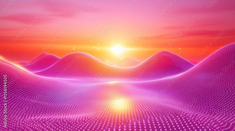 Poster high contrast data waveforms in digital grid setting