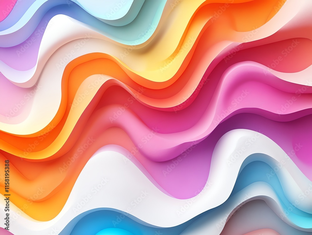 Poster vibrant, wavy abstract design featuring layered colors and smooth curves.