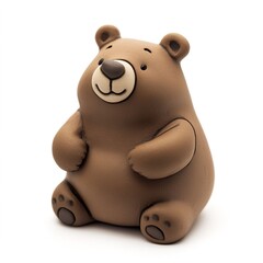 Adorable whimsical designs of a cute bear sculpted in soft clay charm, isolated on a clean white background