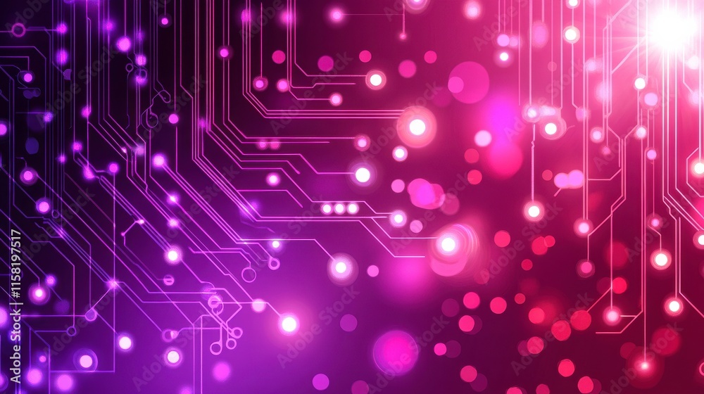 Poster Luminous Circuit Paths on Dark Abstract Backdrop
