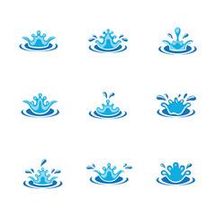 Blue Water Splash Symbol Illustrations for Logos, icons Posters, and Print Materials