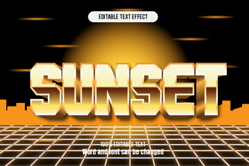 sunset editable text effect 3d emboss 90s