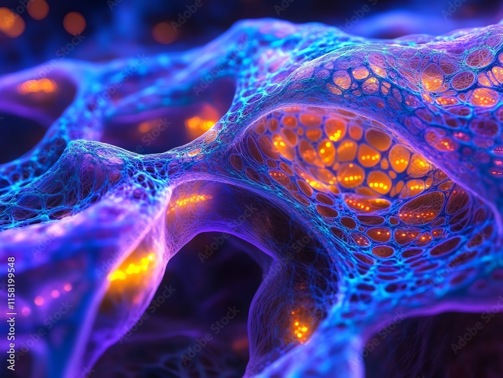 Aufkleber Abstract representation of biological structures with vibrant colors and intricate patterns.