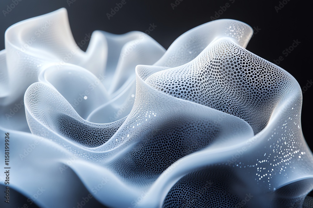 Poster Abstract, translucent waves with intricate patterns and textures.