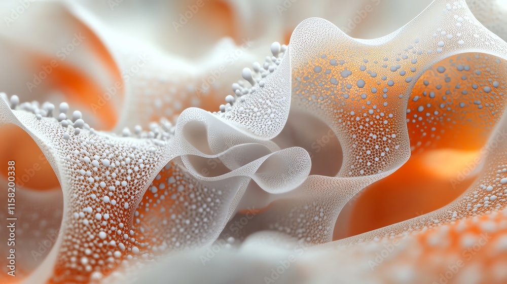 Poster Abstract close-up of flowing textures with bubbles and soft colors.