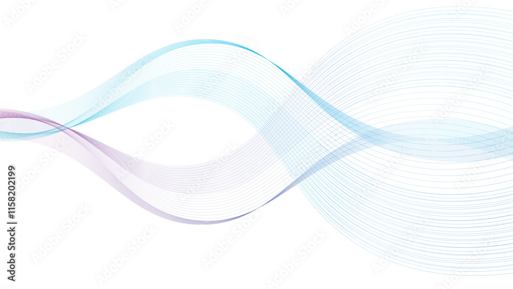 Aufkleber curved wavy line. abstract colorful wave element isolated on white background. digital frequency tra