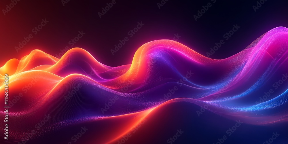 Poster Abstract waves of light in vibrant colors, creating a dynamic, flowing visual effect.