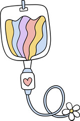 Groovy Valentine's Day Nurse Life Clipart.Retro Nurse Illustrations.