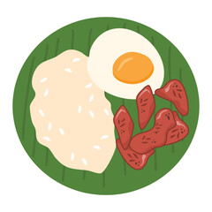 Freshly cooked Tocino or cured pork meat served with fried rice filipino meal