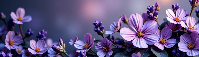 Obraz premium Purple Flowers, Floral Art, Nature, Spring Blossoms