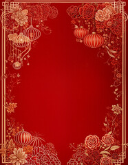 Chinese New Year decorated and Floral ornament on Vibrant Background
