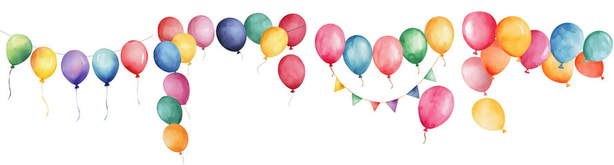 Holi festival element, Colorful balloons garland for festive celebrations and events, isolated on transparent background.