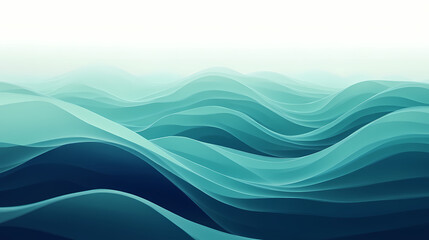 Fototapeta premium Serene Teal Waves: Abstract landscape of calming teal waves, evoking tranquility and serenity. Perfect for backgrounds, websites, or any project needing a peaceful aesthetic. 