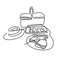 Picnic Food Drink Graphic Design Line Art Vector Decoration