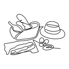 Picnic Food Drink Graphic Design Line Art Vector Decoration