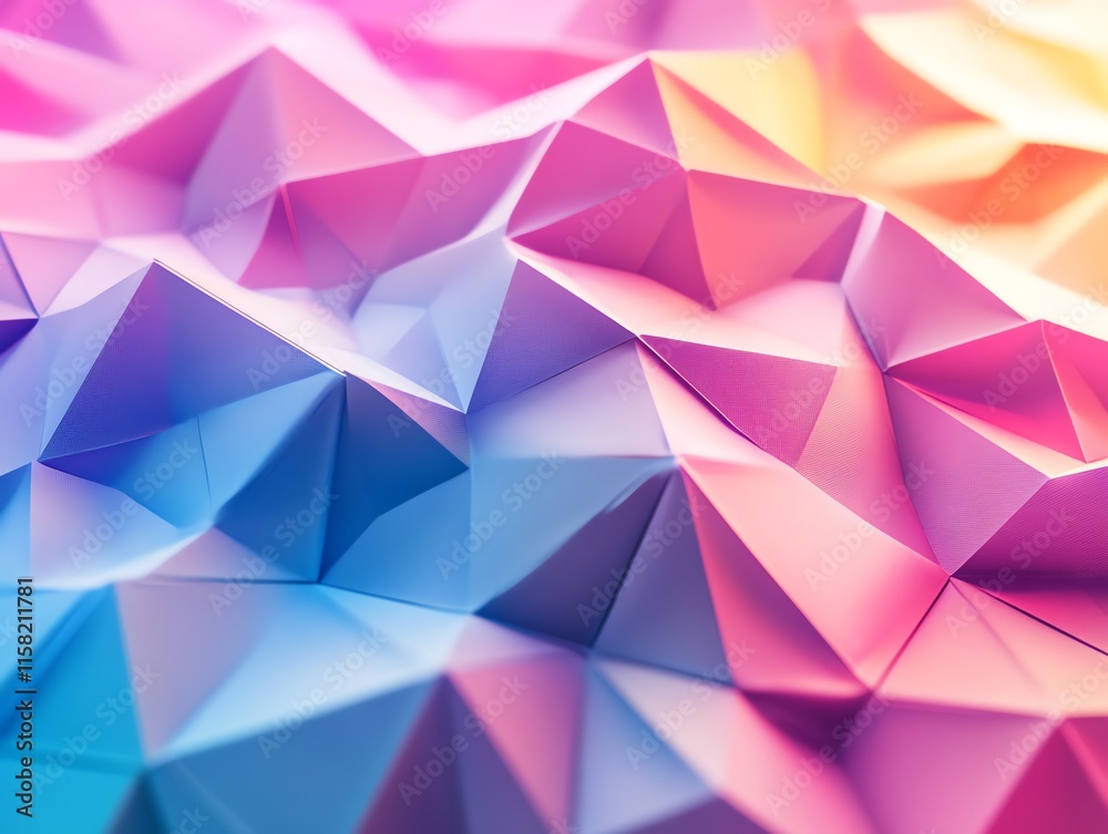 Poster a colorful, textured surface featuring geometric shapes in a gradient of pink and blue hues.