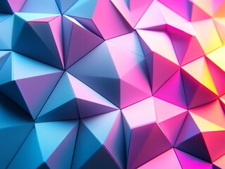 Fototapeta premium A vibrant, geometric pattern of 3D shapes in blue and pink hues.