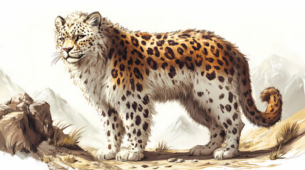 Obraz premium Hybrid animal between leopard and alpaca. Chimera. Illustration