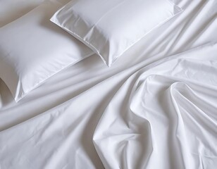 Naklejka premium Crisp White Sheets and Pillows on a Bed