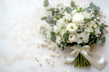 Elegant Wedding Bouquet with Baby’s Breath and Eucalyptus