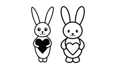 Fototapeta premium Cuteness Overload Bunny Love and Heartfelt Valentine's Joy.