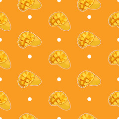 Mango and circle fabric pattern
