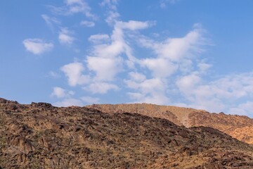 Rocky hills with clear blue sky in Mecca, Saudi Arabia
