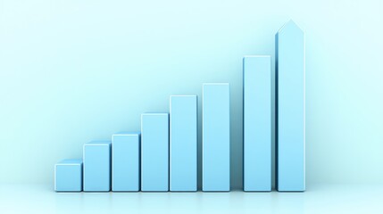 Blue Bar Graph Showing Incremental Growth on a Soft Background