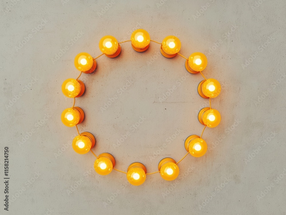 Poster lightbulbs forming a circle representing teamwork and innovation