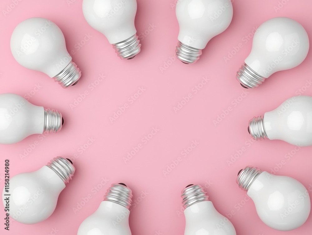 Poster light bulbs forming a circle symbolizing teamwork and innovation