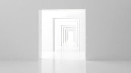 A series of white minimalist doorways.