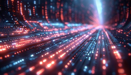 Fototapeta premium Abstract blue background with glowing pink circle lines. Geometric stripe line art design. 