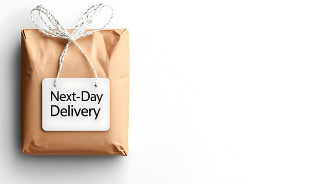 Next day delivery package with label, ready for shipping and excitement