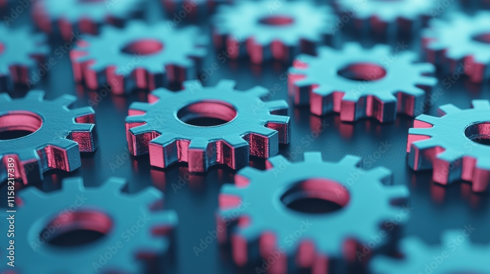 Poster gears forming a digital grid symbolizing technology and innovation