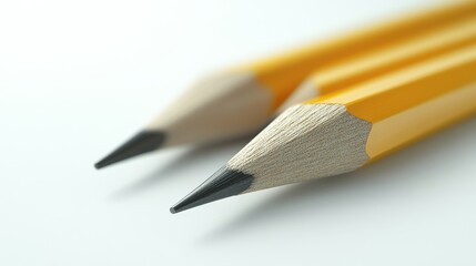 Obraz premium Close-up of sharpened yellow pencils on surface.