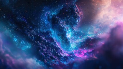 Fototapeta premium A vibrant cosmic scene filled with colorful nebulae and stars, evoking wonder and exploration.