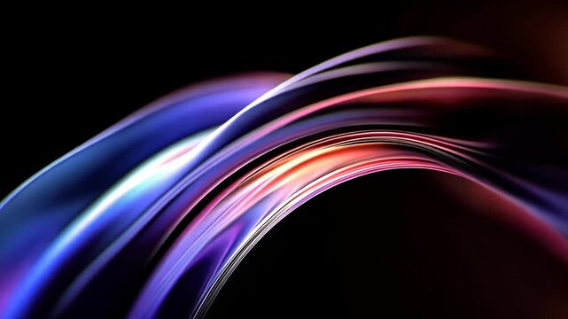 Abstract Animation of Wave, Curve, and Flow: 4K Seamless Looped Video with Color Refraction Effect, 3D Render Background.