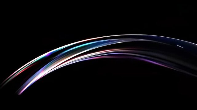 Abstract Animation of Wave, Curve, and Flow: 4K Seamless Looped Video with Color Refraction Effect, 3D Render Background.