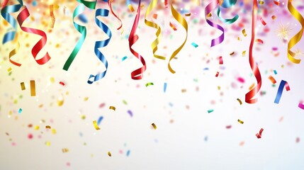Colorful streamers and confetti celebration