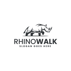 Rhino Walk Line Art Logo