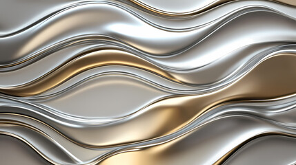 Abstract Silver and Gold Waves:  A captivating abstract image of shimmering silver and gold waves, creating a mesmerizing and elegant visual.