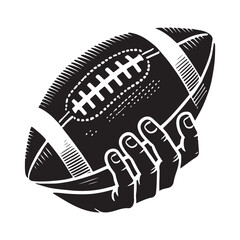 American Football Silhouette Vector Illustration, Solid White Background.