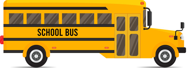 School Bus Vector, Yellow School Bus Illustration 