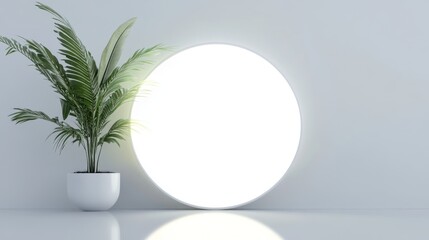 Modern design with plant and circular light.