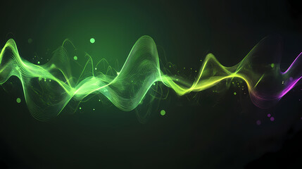 Abstract Green Wave: A mesmerizing abstract background featuring a vibrant green wave with ethereal lights and subtle shimmer, evoking a sense of energy, movement, and innovation.