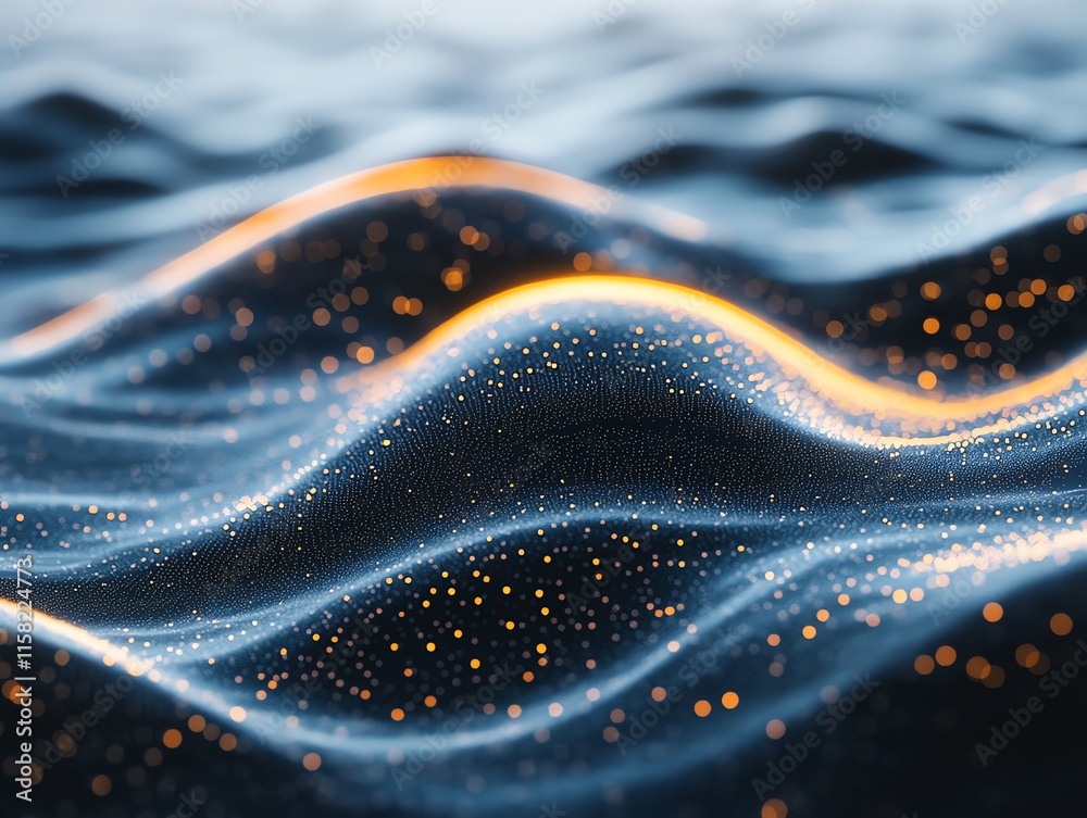 Poster Abstract waves with glowing particles create a mesmerizing visual effect.